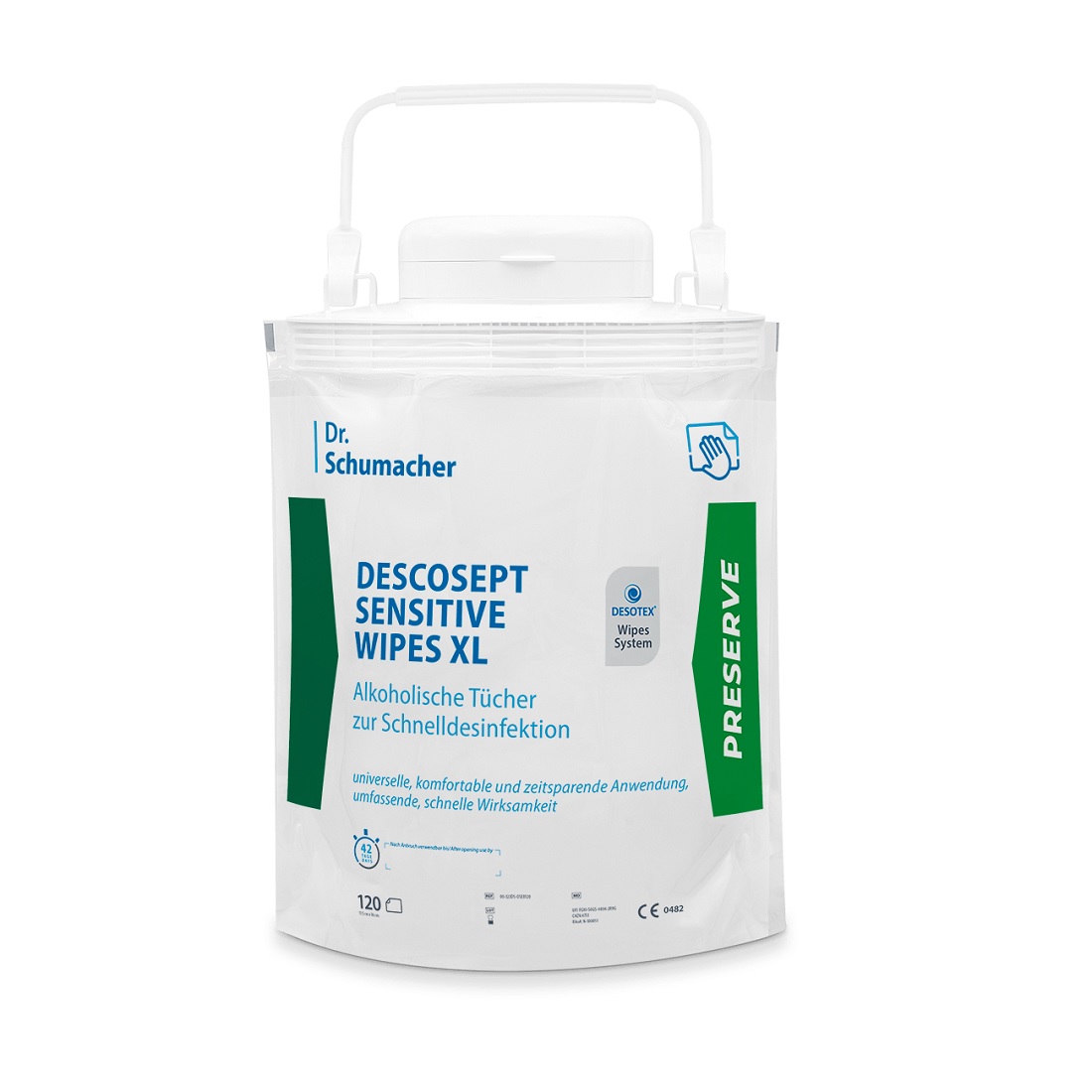 DESCOSEPT SENSITIVE WIPES, Standbodenbeutel 120 St., 17,5 x 36 cm, alkoholisch,